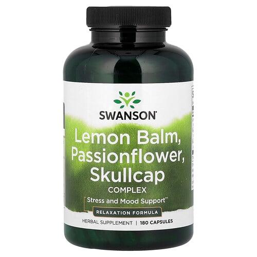 스완슨 비타민 Swanson Vitamins, 레몬밤, 시계꽃, 스컬캡 복합체, 캡슐 180정 상품 이미지