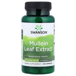 스완슨 비타민 Swanson Vitamins, 뮬레인 잎 추출물, 표준화, 250mg, 캡슐 60정