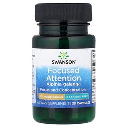 스완슨 비타민 Swanson Vitamins, Focused Attention Alpinia galanga, 카페인 무함유, 300mg, 캡슐 30정
