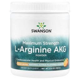 스완슨 비타민 Swanson Vitamins, 최대 강도 L-아르기닌 AKG 분말, 내추럴 시트러스, 368g(12.9oz)