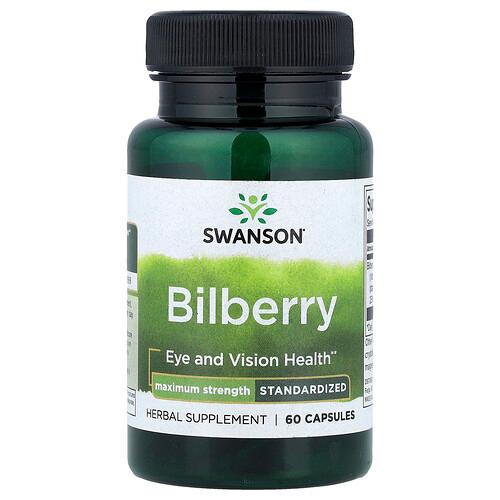 스완슨 비타민 Swanson Vitamins, 빌베리, 표준화, 캡슐 60정(캡슐 1정당 250mg) 상품 이미지