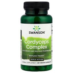 스완슨 비타민 Swanson Vitamins, 동충하초 복합체, 영지버섯 및 표고버섯 함유, 베지 캡슐 60정
