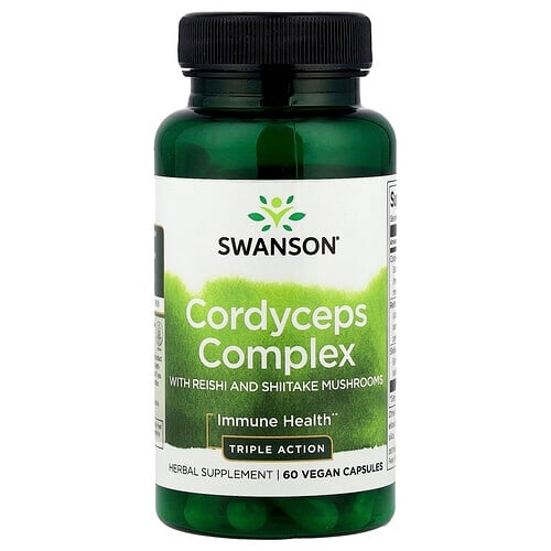 스완슨 비타민 Swanson Vitamins, 동충하초 복합체, 영지버섯 및 표고버섯 함유, 베지 캡슐 60정 상세 이미지
