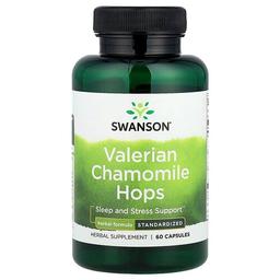 스완슨 비타민 Swanson Vitamins, 발레리안 카모마일 홉, 캡슐 60정