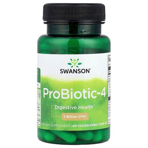 스완슨 비타민 Swanson Vitamins, ProBiotic-4, 베지 Embo Caps® AP 60정 상품 이미지