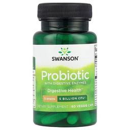 스완슨 비타민 Swanson Vitamins, 소화 효소 함유 프로바이오틱, 50억CFU, 베지 캡슐 60정
