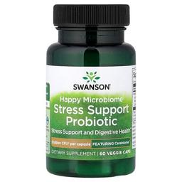 스완슨 비타민 Swanson Vitamins, Happy Microbiome 스트레스 지원 프로바이오틱, 30억 CFU, 60 베지 캡슐