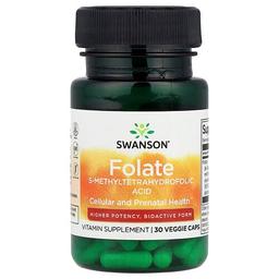 스완슨 비타민 Swanson Vitamins, 엽산, 베지 캡슐 30정(1정당 1,360mcg DFE)