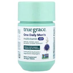 True Grace, 원 데일리 남성용 종합비타민 40+, 비건 정제 30정