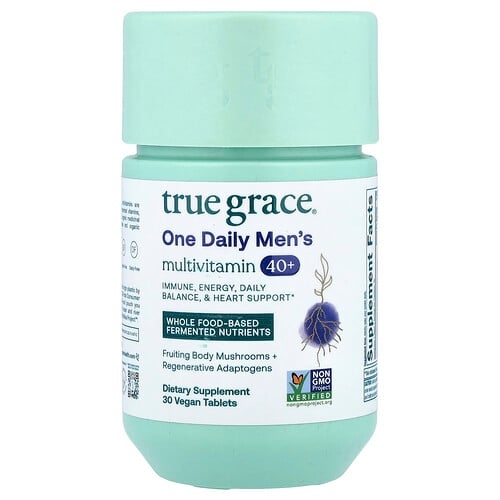 True Grace, 원 데일리 남성용 종합비타민 40+, 비건 정제 30정 상세 이미지