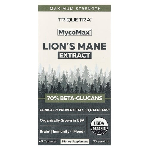 Triquetra Health, MycoMax®, 노루궁뎅이버섯 추출물, 맥시멈 스트렝스, 캡슐 60정(캡슐 1정당 250mg) 상세 이미지