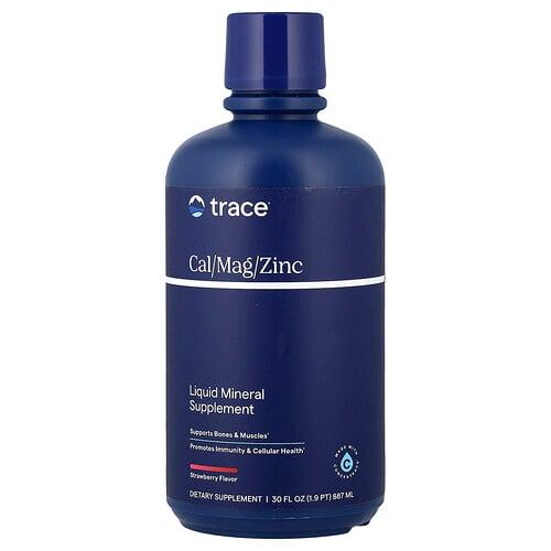 트레이스 미네랄 리서치 Trace, 액상 미네랄 보충제, 칼슘/마그네슘/아연, 딸기 맛, 887ml(30fl oz) 상품 이미지