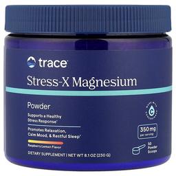 트레이스 미네랄 리서치 Trace, Stress-X 마그네슘 분말, 라즈베리 레몬 맛, 230g(8.1oz)