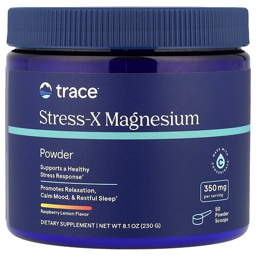 트레이스 미네랄 리서치 Trace, Stress-X 마그네슘 분말, 라즈베리 레몬 맛, 230g(8.1oz) 상세 이미지