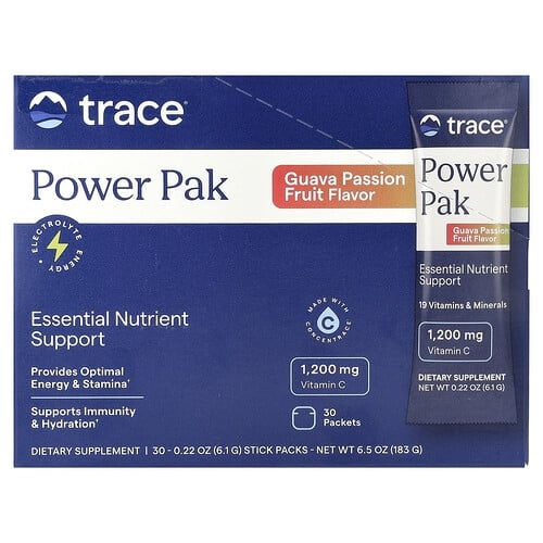 트레이스 미네랄 리서치 Trace, 파워 팩, 구아바 패션프루트, 스틱팩 30개, 각 6.1g(0.22oz) 상세 이미지