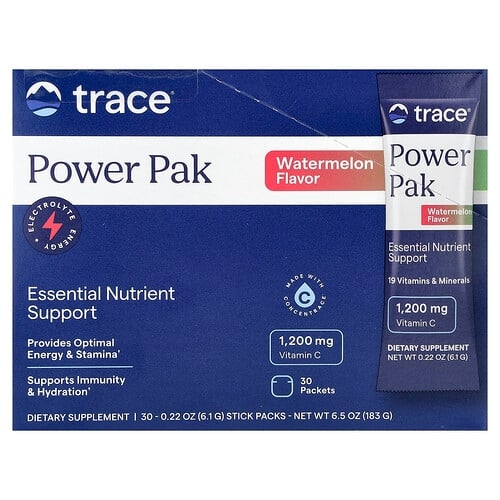 트레이스 미네랄 리서치 Trace, 파워 팩, 수박, 스틱 팩 30개, 각 6.1g(0.22oz) 상세 이미지
