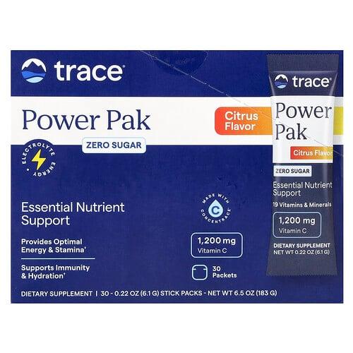 트레이스 미네랄 리서치 Trace, 파워 팩, 설탕 무함유, 시트러스, 스틱팩 30개, 개당 6.1g(0.22oz) 상품 이미지