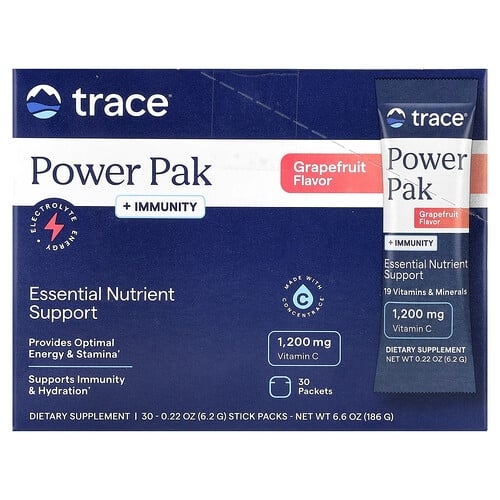 트레이스 미네랄 리서치 Trace, PowerPak + 면역력, 자몽, 스틱팩 30개, 각 6.2g(0.22oz) 상세 이미지