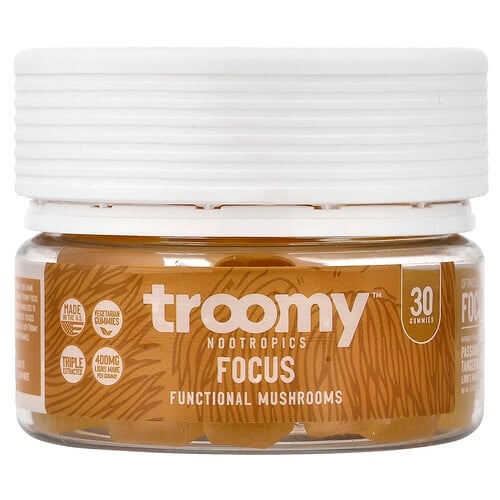 Troomy Nootropics, Focus, Functional Mushrooms Gummies, Passionfruit Tangerine, 30 Gummies, 4.76 oz (135 g) 상세 이미지