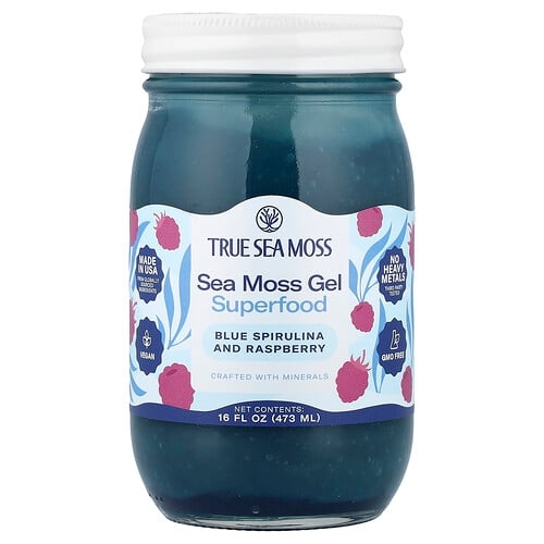트루 씨 모스 True Sea Moss, 바다 이끼 젤 슈퍼 푸드, 블루 스피룰리나 및 라즈베리, 473ml(16fl oz) 상세 이미지