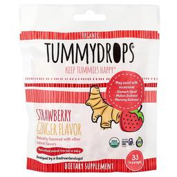 터미드랍 Tummydrops, 유기농 생강 드롭, 딸기, 사탕 정제 33정