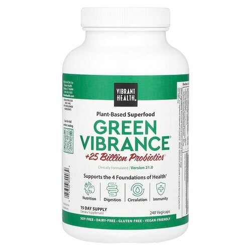 바이브랜트 헬스 Vibrant Health, Green Vibrance® +250억 프로바이오틱, 버전 21.0, 베지 캡슐 240정 상세 이미지