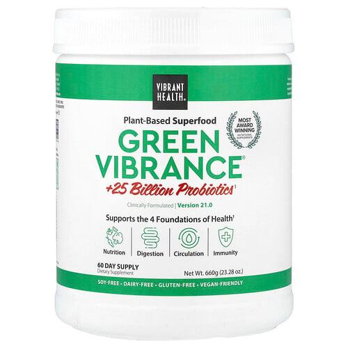 바이브랜트 헬스 Vibrant Health, Green Vibrance® +250억 프로바이오틱, 버전 21.0, 660g(23.28oz) 상품 이미지