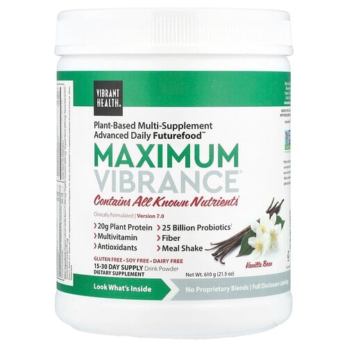 바이브랜트 헬스 Vibrant Health, Maximum Vibrance®, 버전 7.0, 바닐라 빈, 610g(21.5oz) 상세 이미지