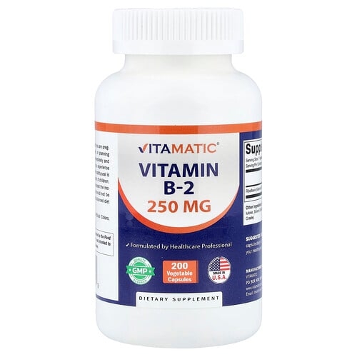 비타매틱 Vitamatic, 비타민B2, 250mg, 베지 캡슐 200정 상세 이미지