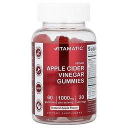 비타매틱 Vitamatic, 비건 사과 식초 구미젤리, 천연 사과 맛, 구미젤리 60개