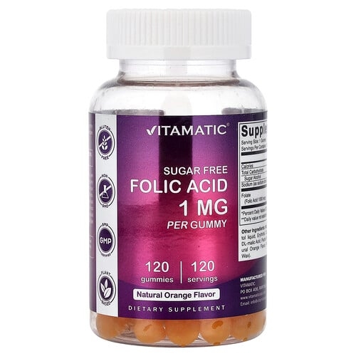 비타매틱 Vitamatic, 엽산, 천연 오렌지, 1mg, 구미젤리 120개 상세 이미지
