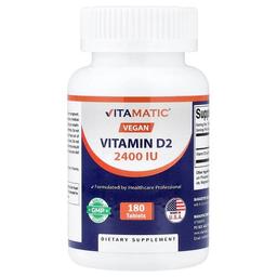 비타매틱 Vitamatic, 비건 비타민D2, 60mcg(2,400IU), 180정