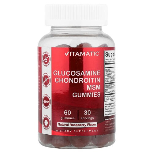 비타매틱 Vitamatic, 글루코사민 콘드로이틴 MSM 구미젤리, 천연 라즈베리 맛, 구미젤리 60개 상세 이미지