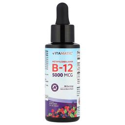 비타매틱 Vitamatic, 메틸코발라민 B12, 천연 베리, 5,000mcg, 59ml(2fl oz)