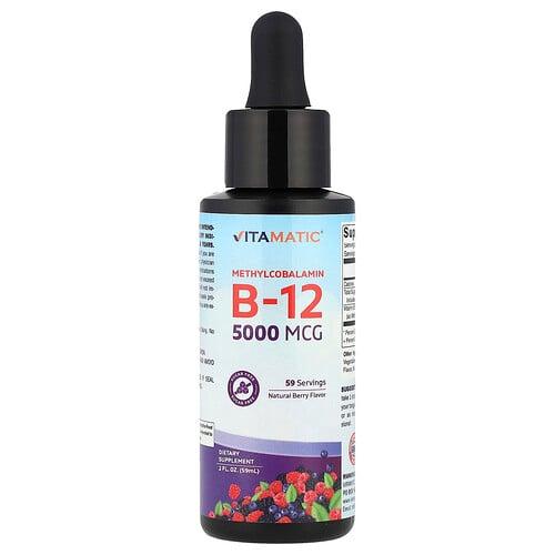 비타매틱 Vitamatic, 메틸코발라민 B12, 천연 베리, 5,000mcg, 59ml(2fl oz) 상품 이미지