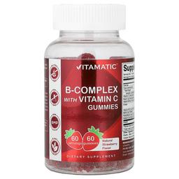 비타매틱 Vitamatic, B-복합체, 비타민C 함유 구미젤리, 천연 딸기 맛, 구미젤리 60개