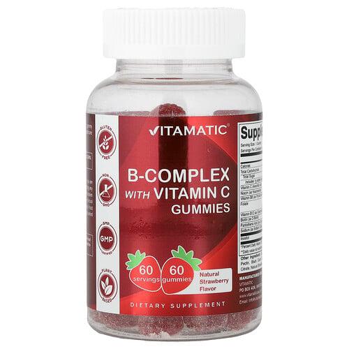 비타매틱 Vitamatic, B-복합체, 비타민C 함유 구미젤리, 천연 딸기 맛, 구미젤리 60개 상품 이미지