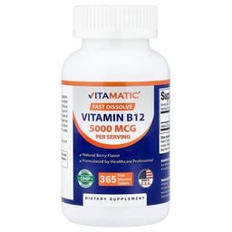 비타매틱 Vitamatic, 비타민B12, 천연 베리, 빠르게 용해되는 정제 365정(1정당 2,500mcg)