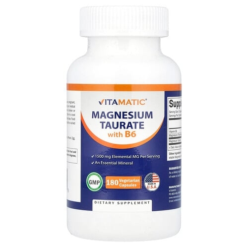 비타매틱 Vitamatic, 마그네슘타우레이트, B6 함유, 베지 캡슐 180정 상세 이미지