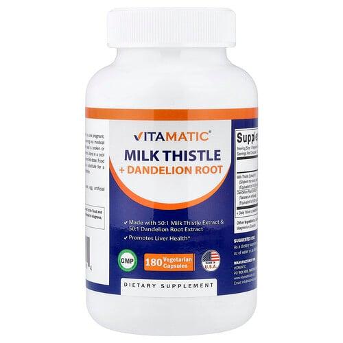비타매틱 Vitamatic, 밀크시슬 + 민들레 뿌리, 베지 캡슐 180정 상품 이미지