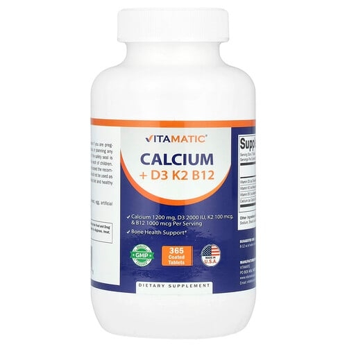 비타매틱 Vitamatic, 칼슘 + D3, K2, B12, 365 코팅 정제 상세 이미지