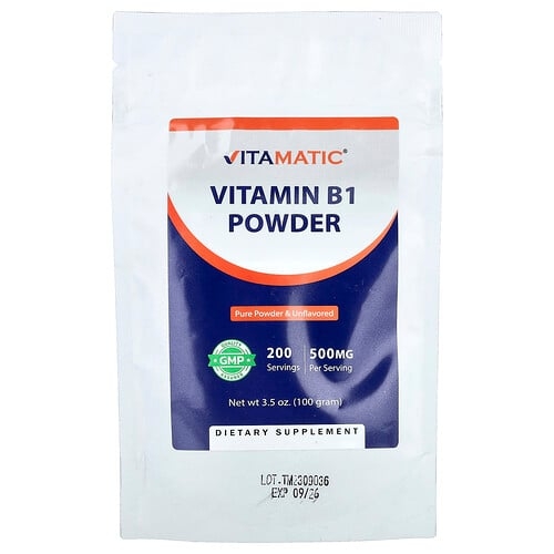 비타매틱 Vitamatic, 비타민B1 분말, 무맛, 100g(3.5oz) 상세 이미지