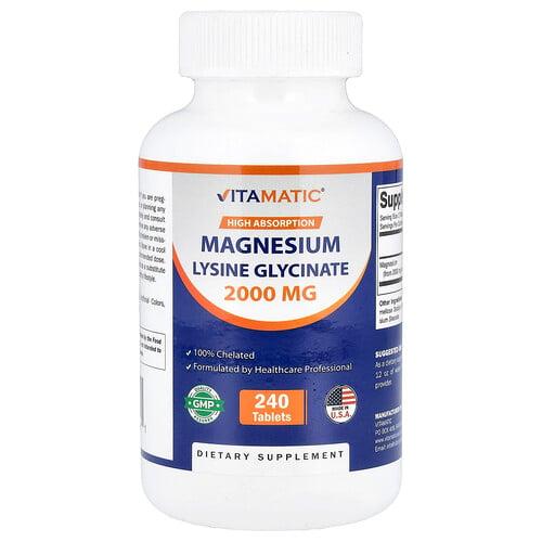 비타매틱 Vitamatic, 마그네슘 라이신 글리시네이트, 240정(1정당 1,000mg) 상품 이미지