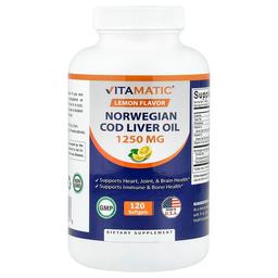 비타매틱 Vitamatic, 노르웨이산 대구 간유, 레몬, 소프트젤 120정