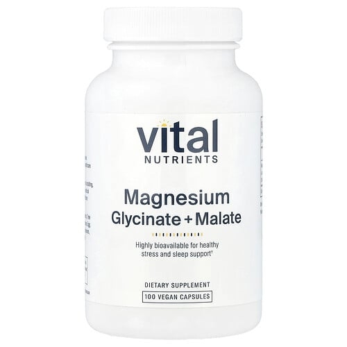 Vital Nutrients, 글리신산 마그네슘 + 말레이트, 비건 캡슐 100정(캡슐당 120mg) 상세 이미지