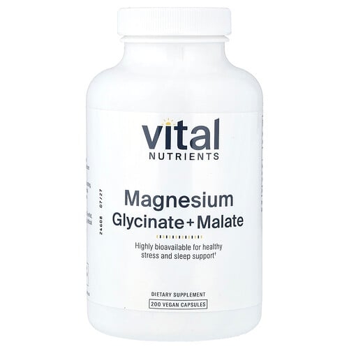 Vital Nutrients, 글리신산 마그네슘 + 말레이트, 비건 캡슐 200정(캡슐당 120mg) 상세 이미지