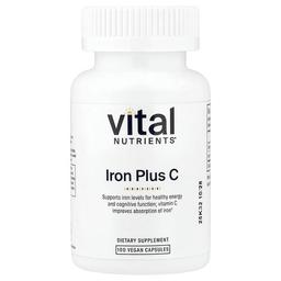 Vital Nutrients, 아이언 플러스 C, 베지 캡슐 100정