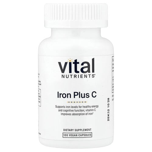 Vital Nutrients, 아이언 플러스 C, 베지 캡슐 100정 상세 이미지