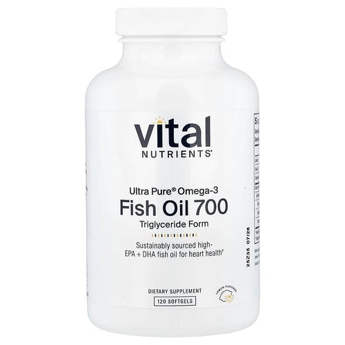 Vital Nutrients, 울트라 퓨어, 피쉬 오일 700, 레몬, 소프트젤 120정 상세 이미지