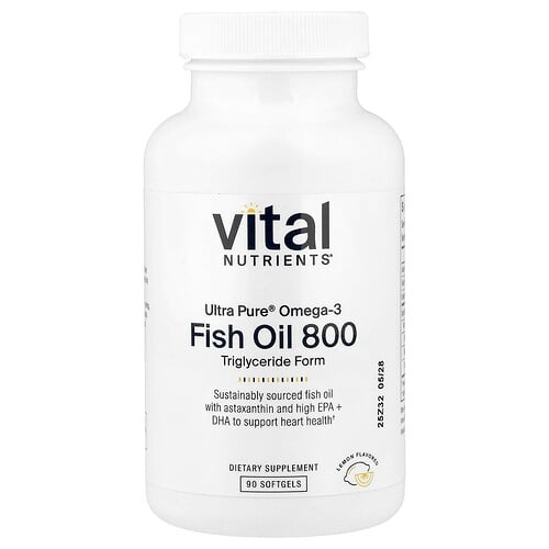 Vital Nutrients, Ultra Pure® 오메가3, 피쉬 오일 800, 레몬, 소프트젤 90정 상세 이미지